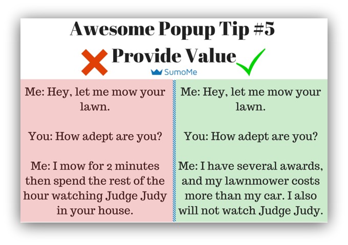 Popup tip provide value