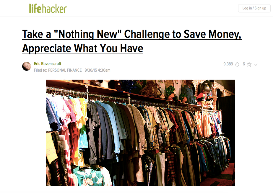 Screenshot of a post on lifehacker about personal finance