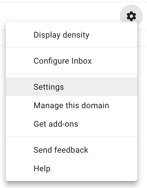 Screenshot showing Gmail setting