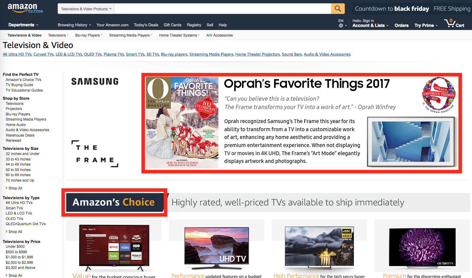 Screenshot showing a small advert on amazon.com