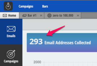 Screenshot showing amount of emails collected