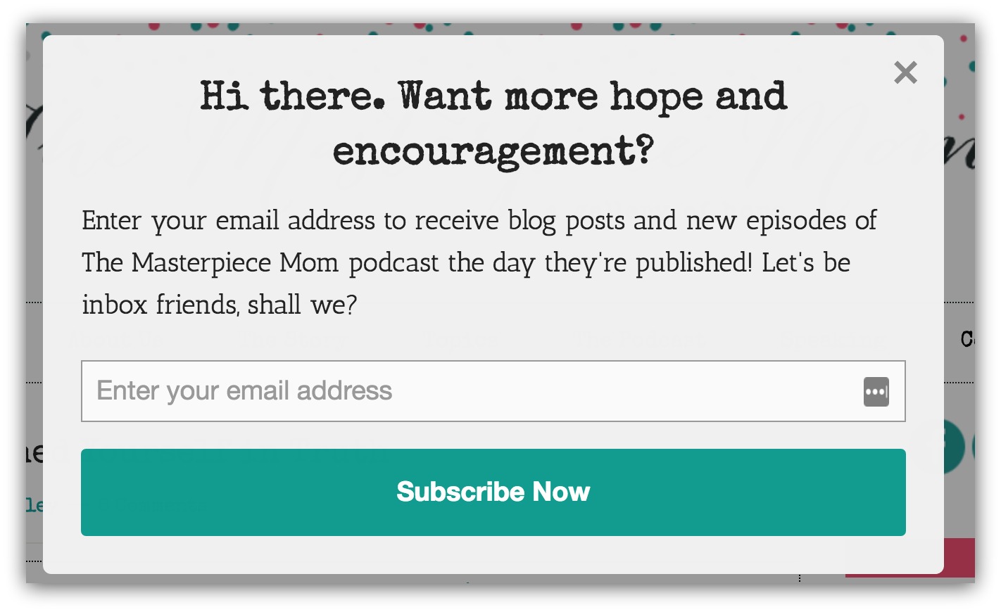 Personality pop-up example