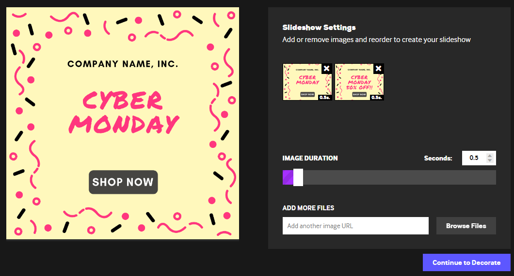 Screenshot showing a cyber monday promo banner