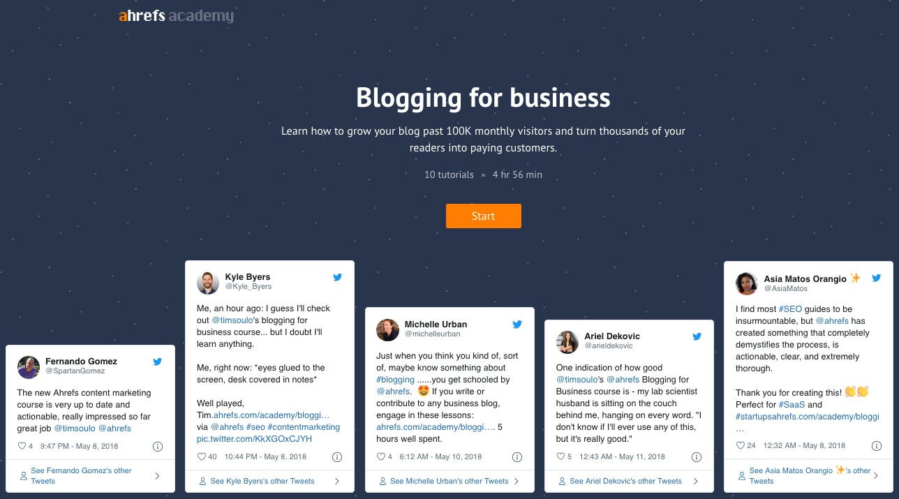 Ahrefs online course - Blogging for business