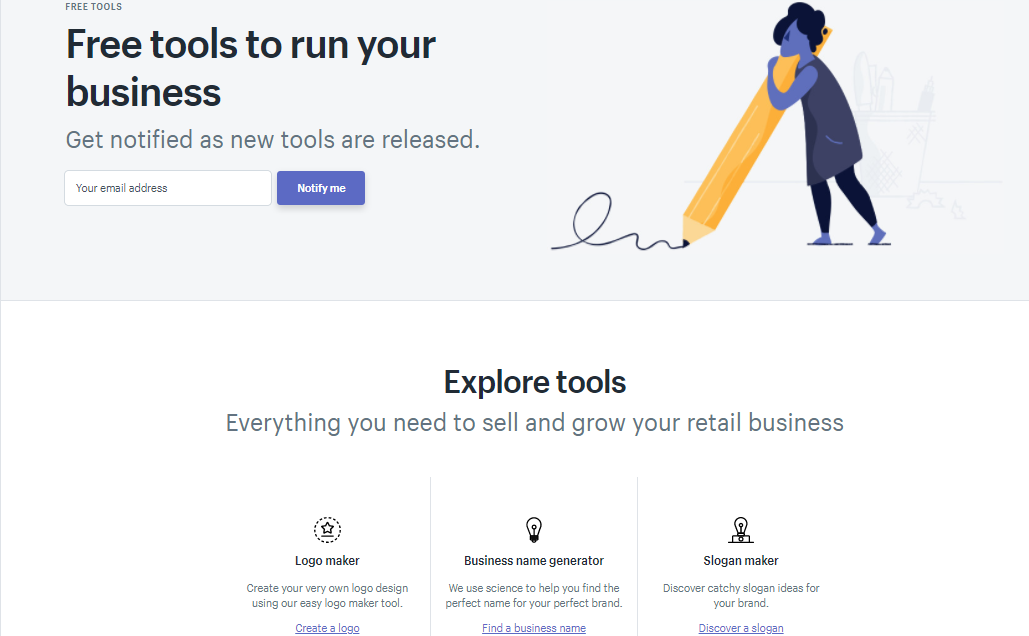 Screenshot of a tool that Shopify offers