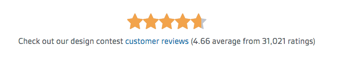 Screenshot showing customer ratings