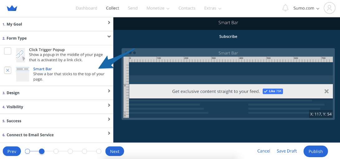 Screenshot showing Sumo form creating page