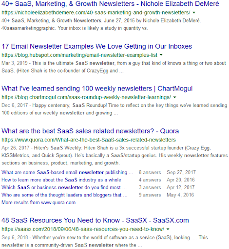 Screenshot of Google search results for 