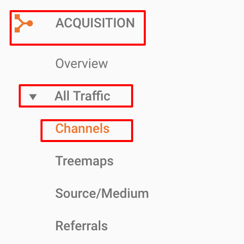 Screenshot showing a sidebar on the Google Analytics dashboard