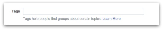 Screenshot showing text field where you can choose tags for a facebook post
