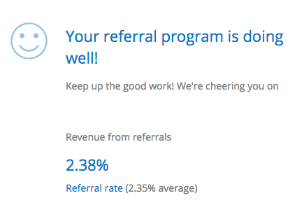 Screenshot showing stats for a referral program