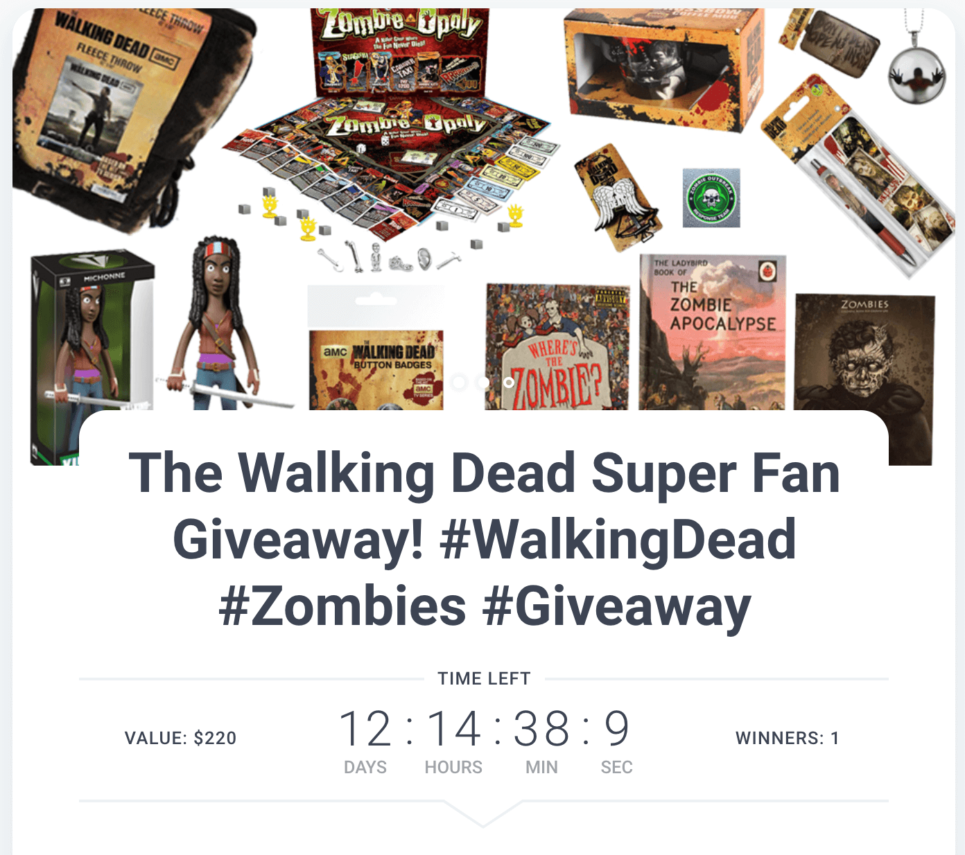 Screenshot showing a walking dead giveaway