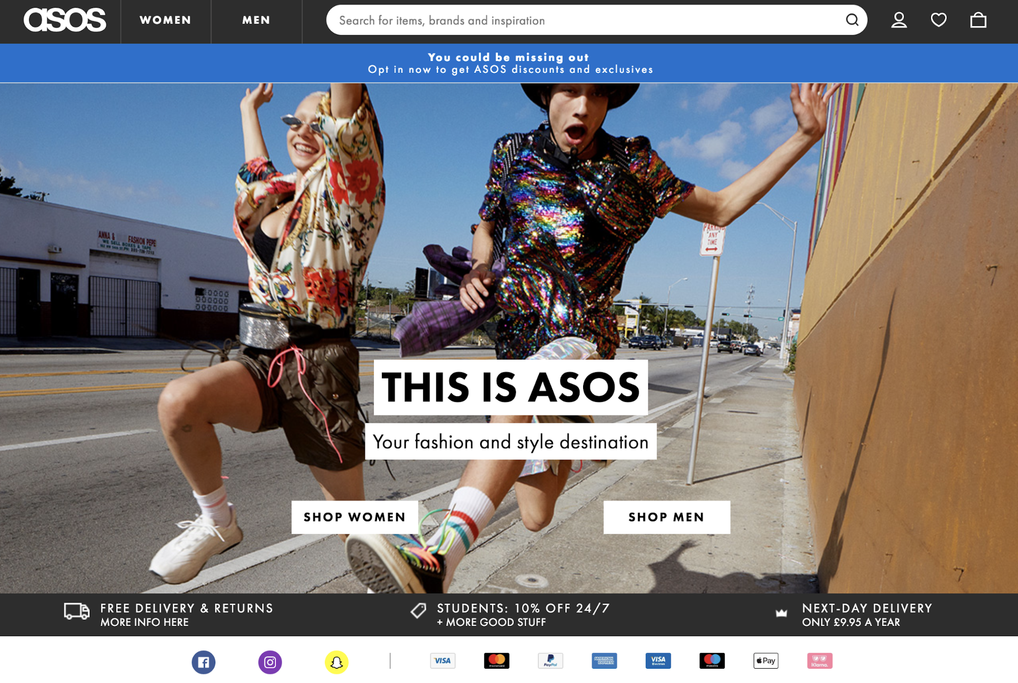 Screenshot showing Asos