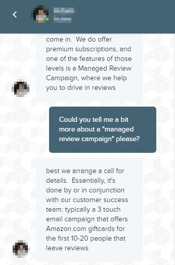 Screenshot showing a conversation about a promotion campaign