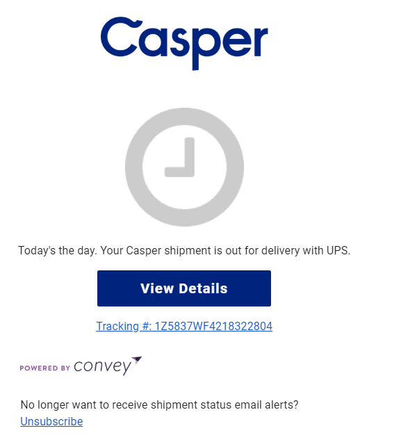 Casper sends out multiple order updates on the shipment