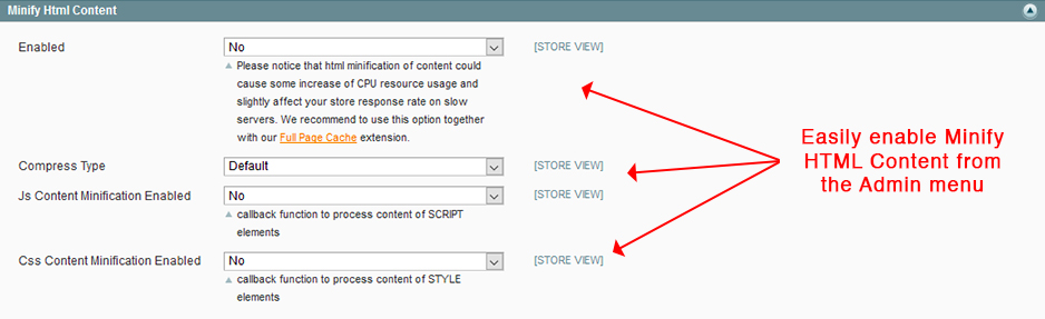 Screenshot showing the settings page for a magento plugin