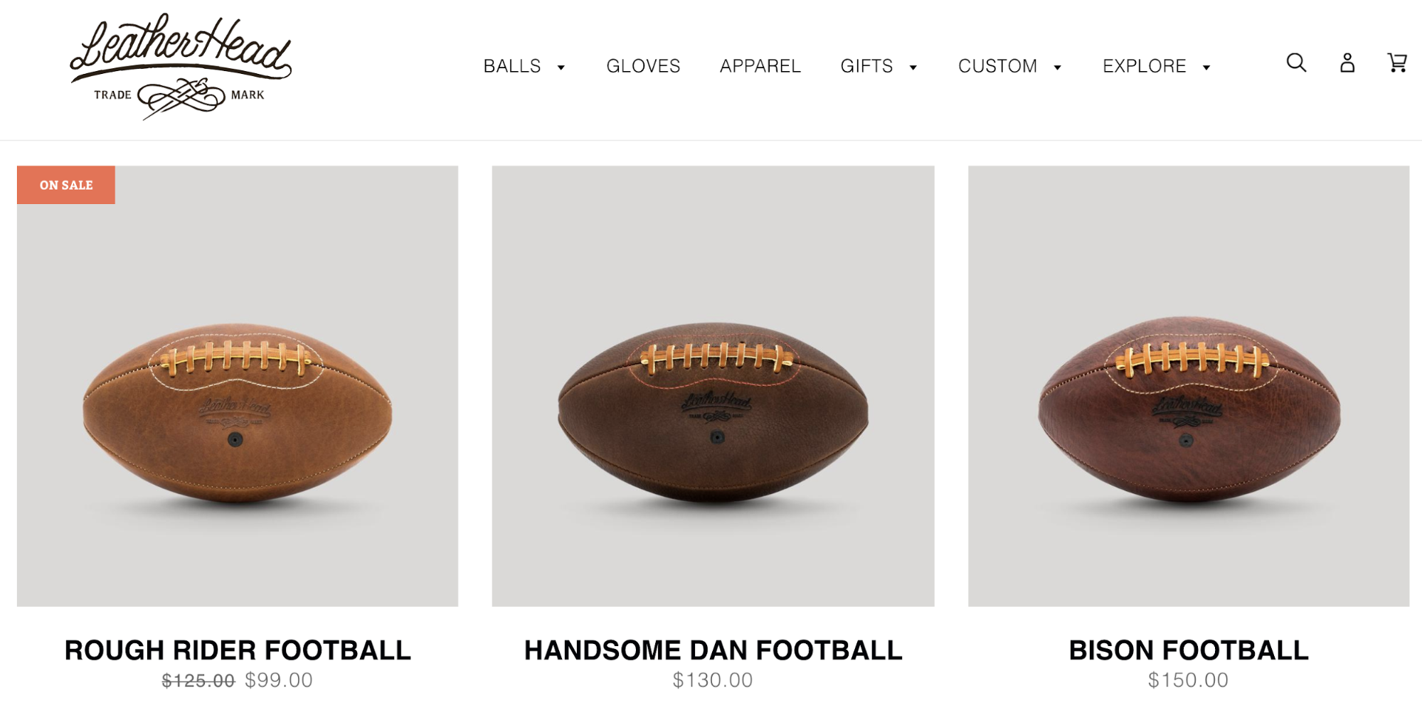Screenshot showing a store that makes footballs
