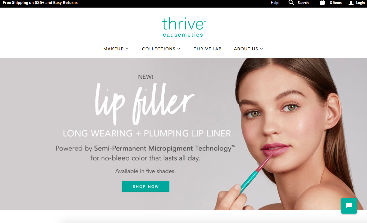 Screenshot showing a cosmetics ecommerce store