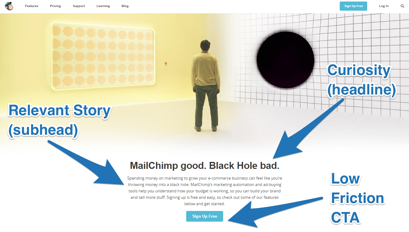 Screenshot showing a story on the mailchimp site