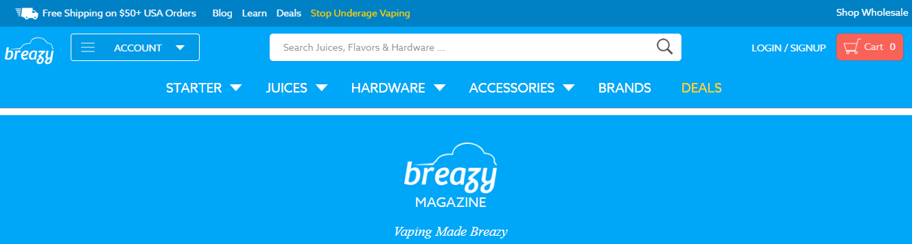 Screenshot showing a blog on Breazy