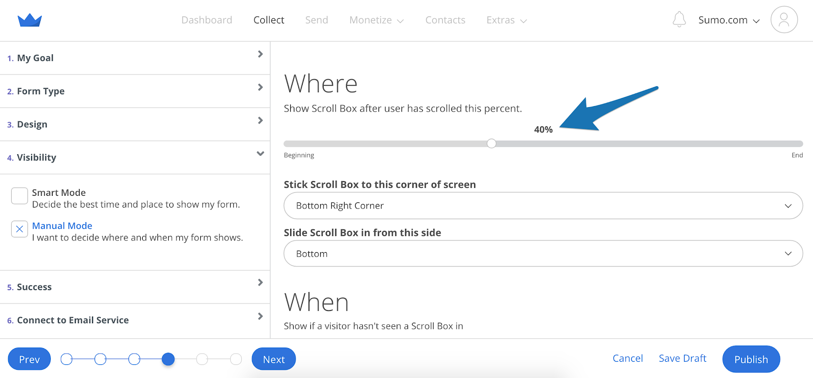 Screenshot showing settings on the Sumo dashboard