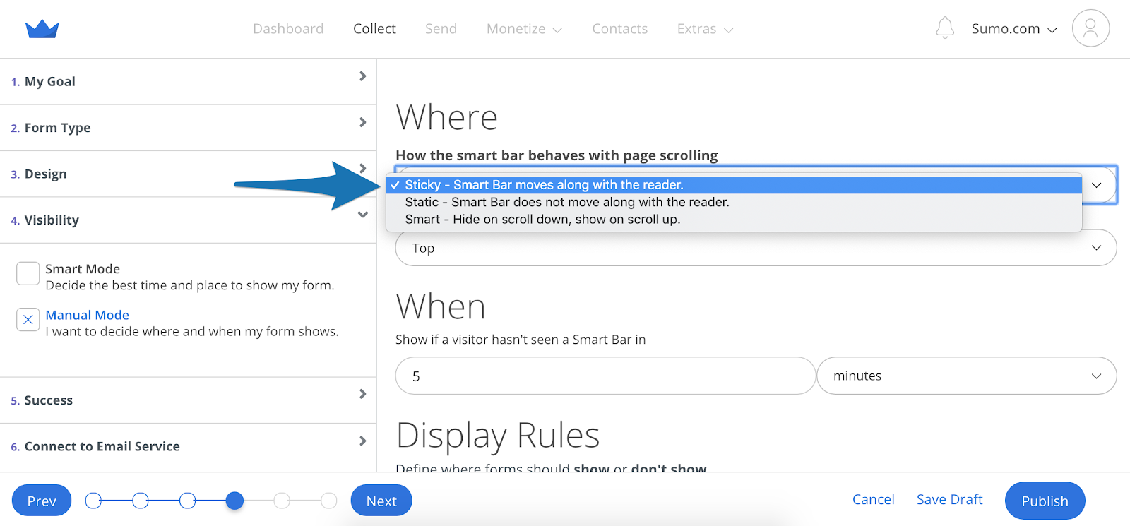 Screenshot showing settings in the Sumo dashboard