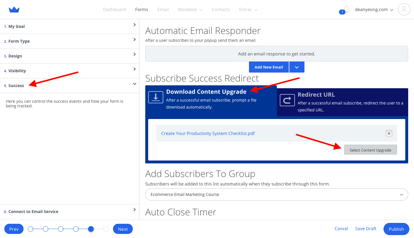 Screenshot of steps to create form in Sumo