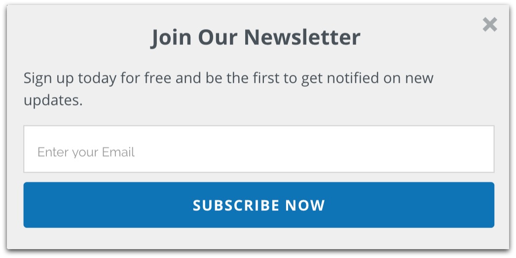 join our newsletter popup