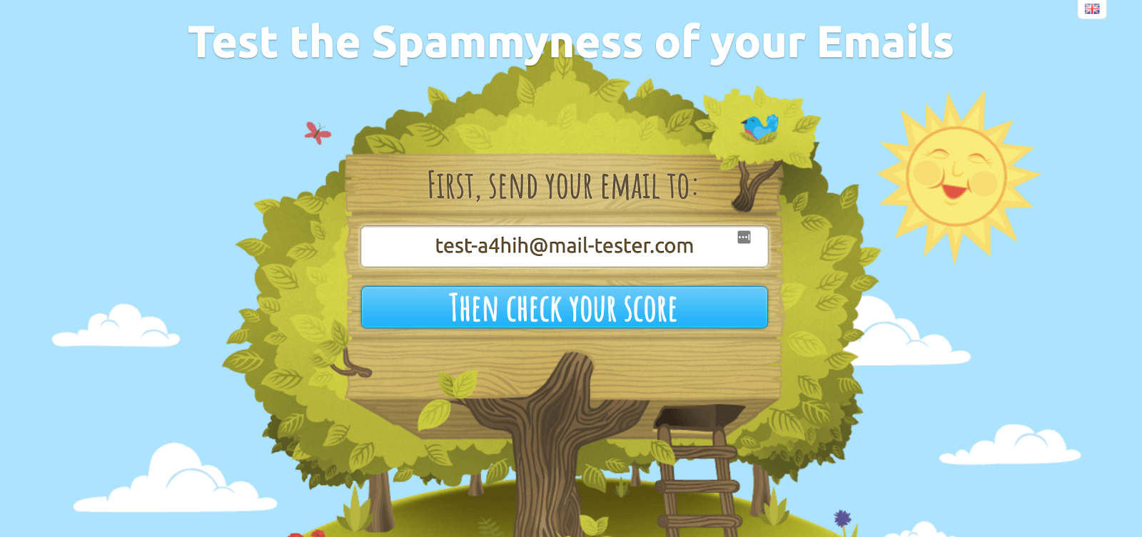 Screenshot showing a spam tester