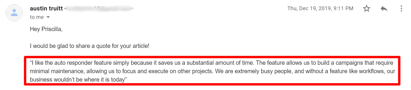 Email Autoresponder Tools: HubSpot Marketing Professional Testimonial