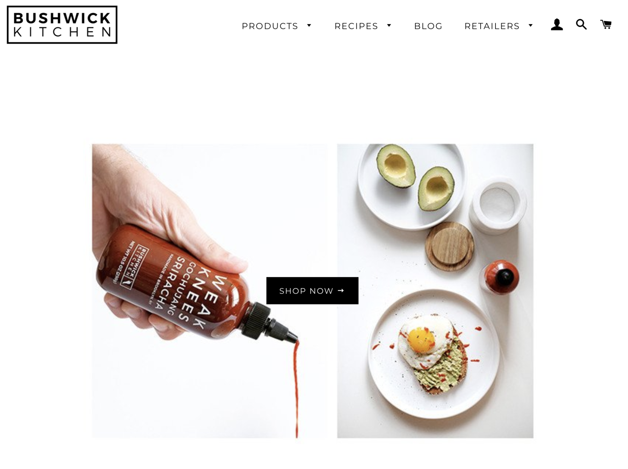 Screenshot showing landing page on bushwick kitchen