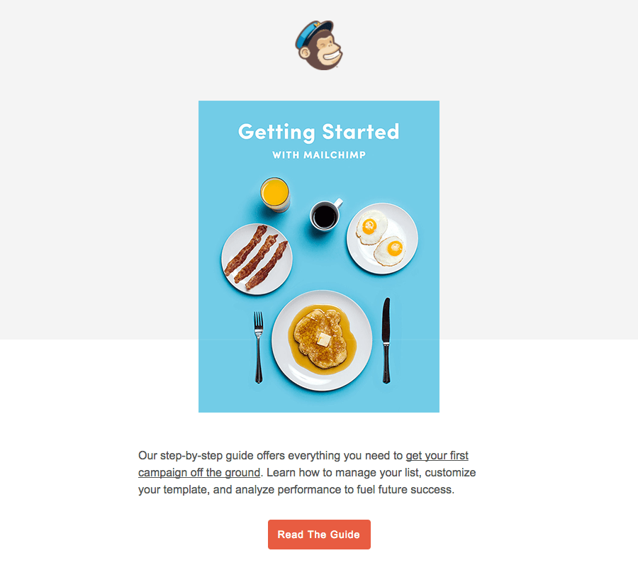 Screenshot showing an email sent by mailchimp