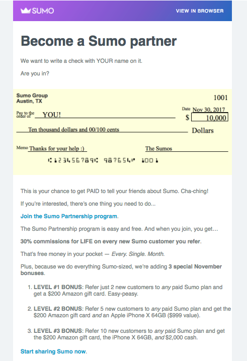 Screenshot showing an email