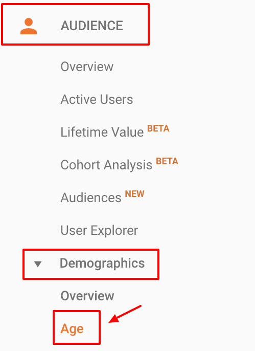 Screenshot showing a sidebar on the Google Analytics dashboard