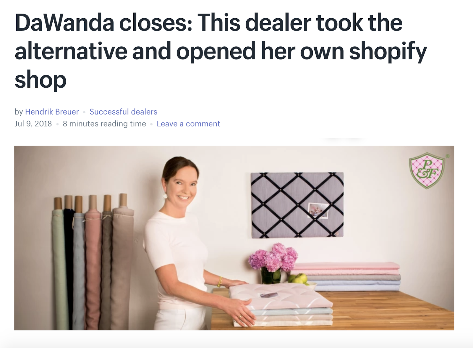 Global Marketing Strategy: Screenshot of Shopify blogpost encouraging former DaWanda sellers to move to Shopify
