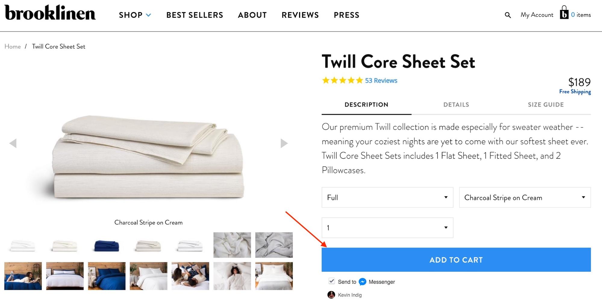 Screenshot showing an ecommerce product page