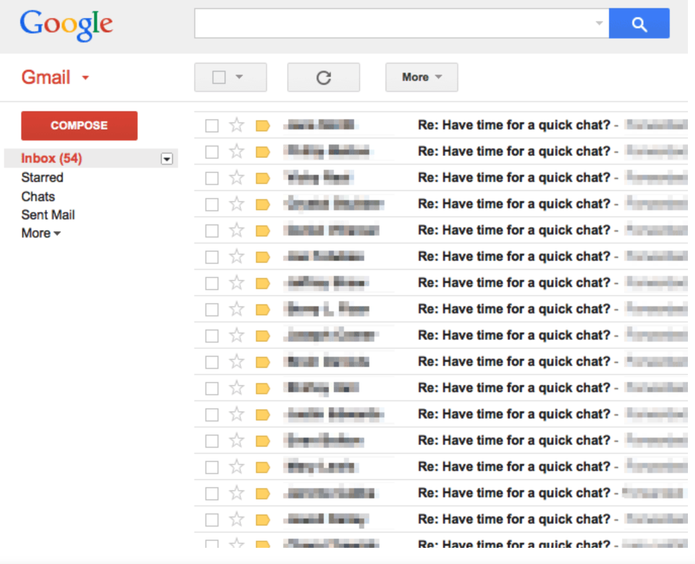 Screenshot showing Google inbox