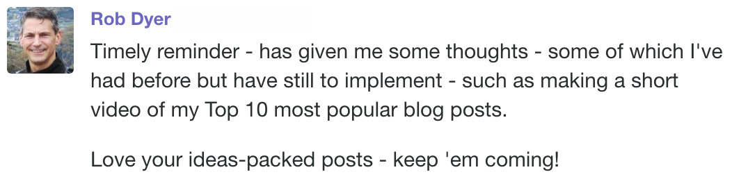 Screenshot showing a comment