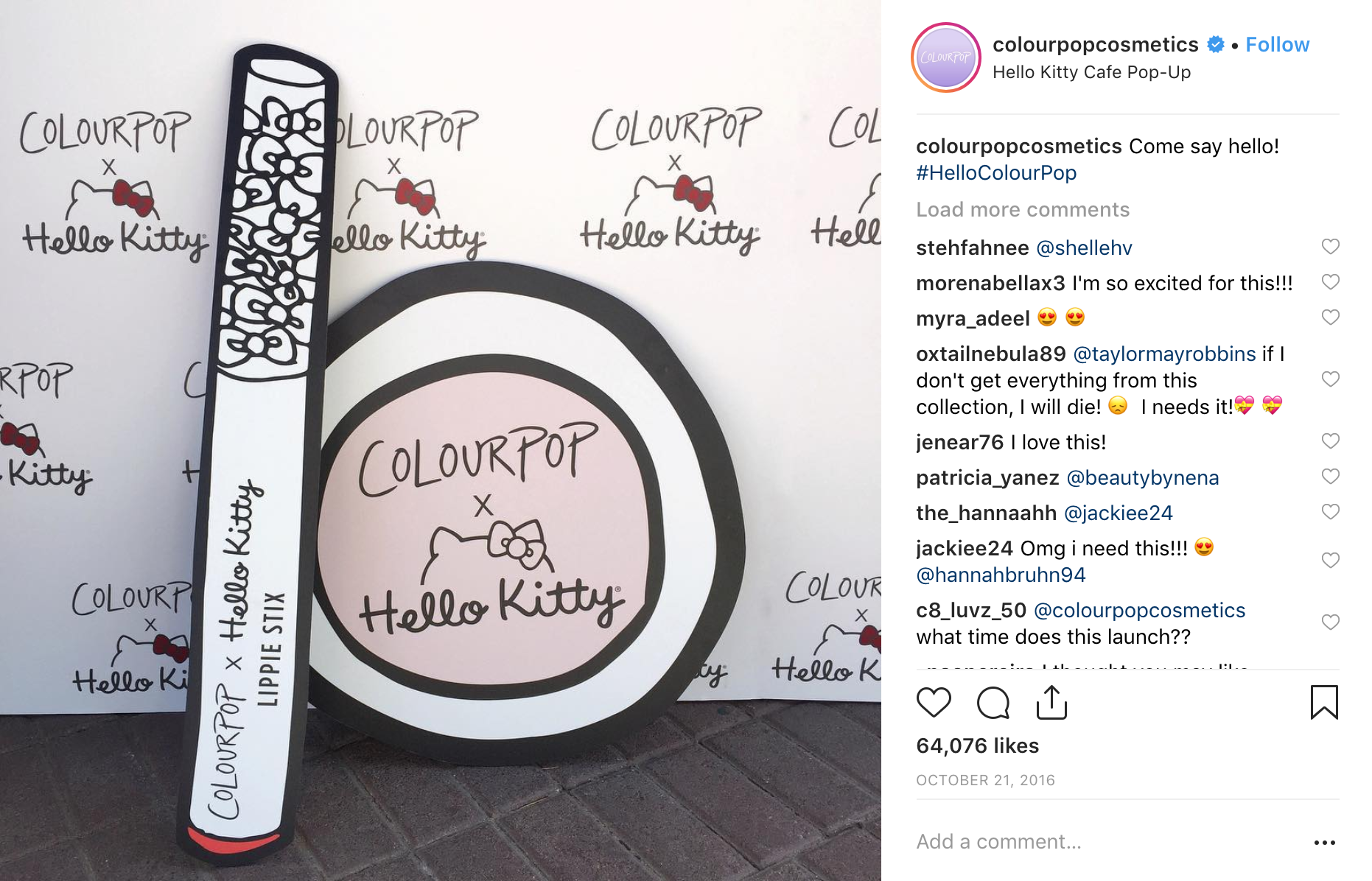 Screenshot showing an instagram post