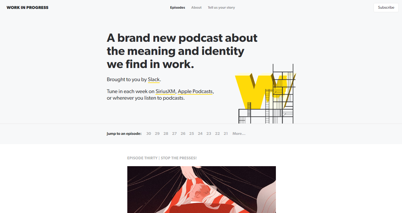 Screenshot showing the Work In Progress podcast