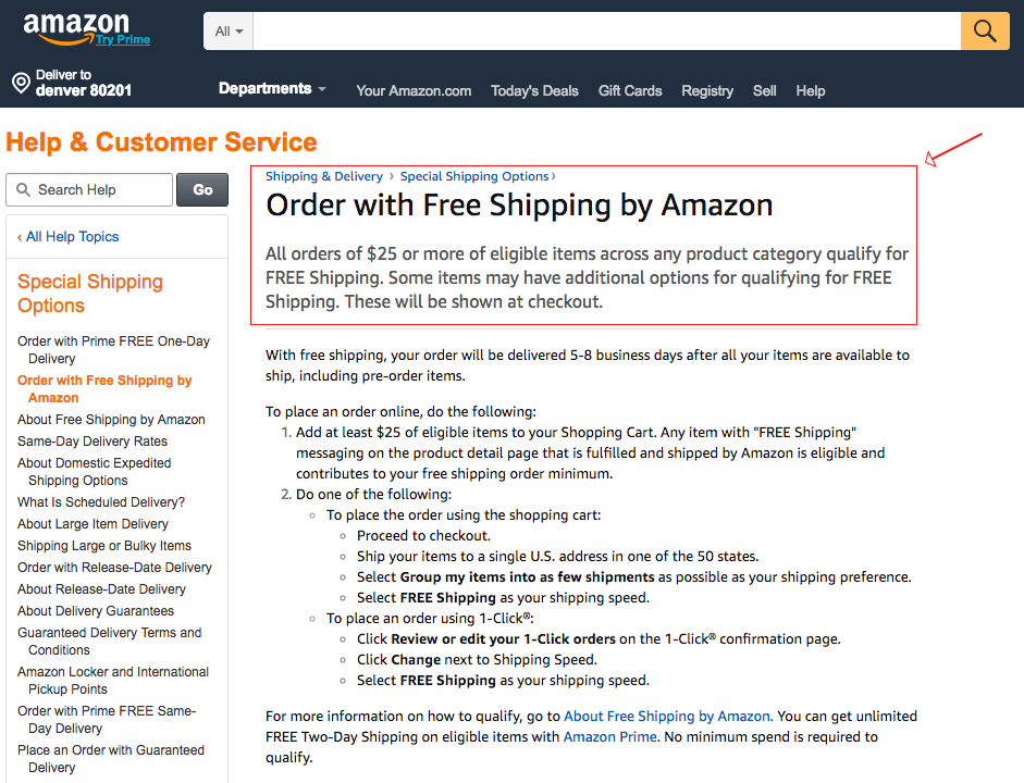 Screenshot showing information about amazon