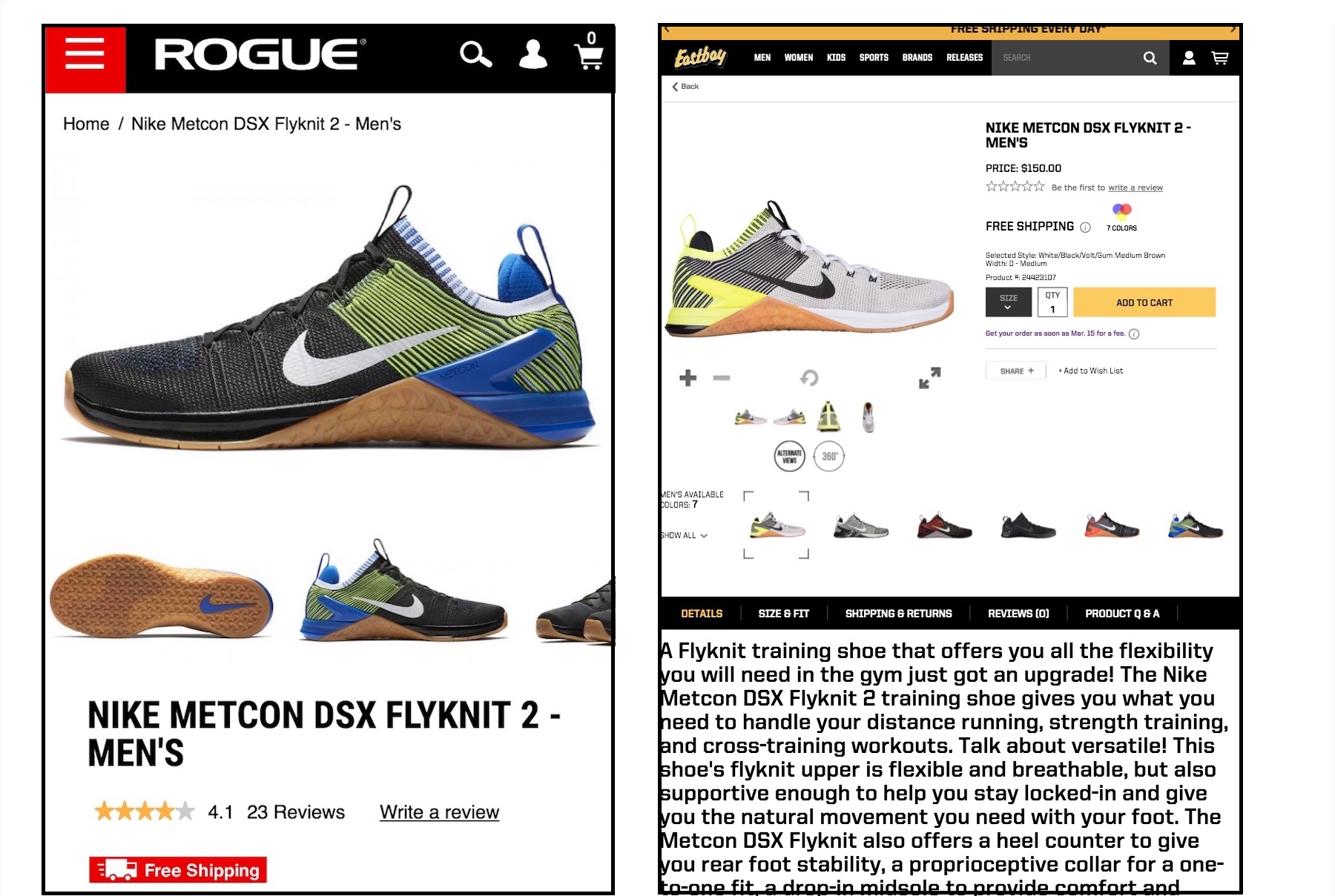 Screenshot showing product page and its description