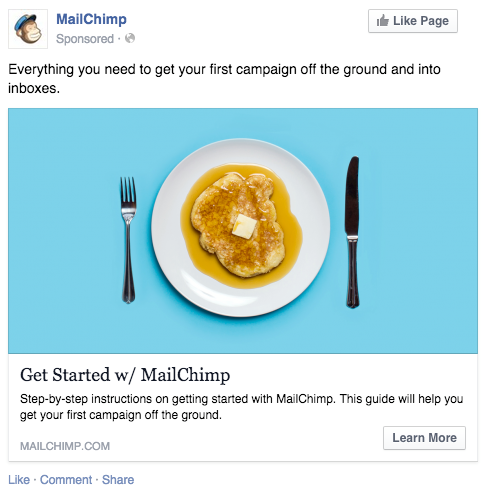Screenshot showing a facebook post by mailchimp
