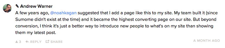 Screenshot showing a comment about Noah Kagan