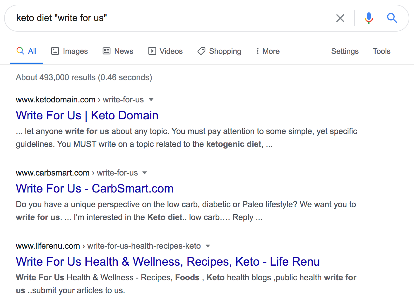Google search of : Keto diet "write for us"