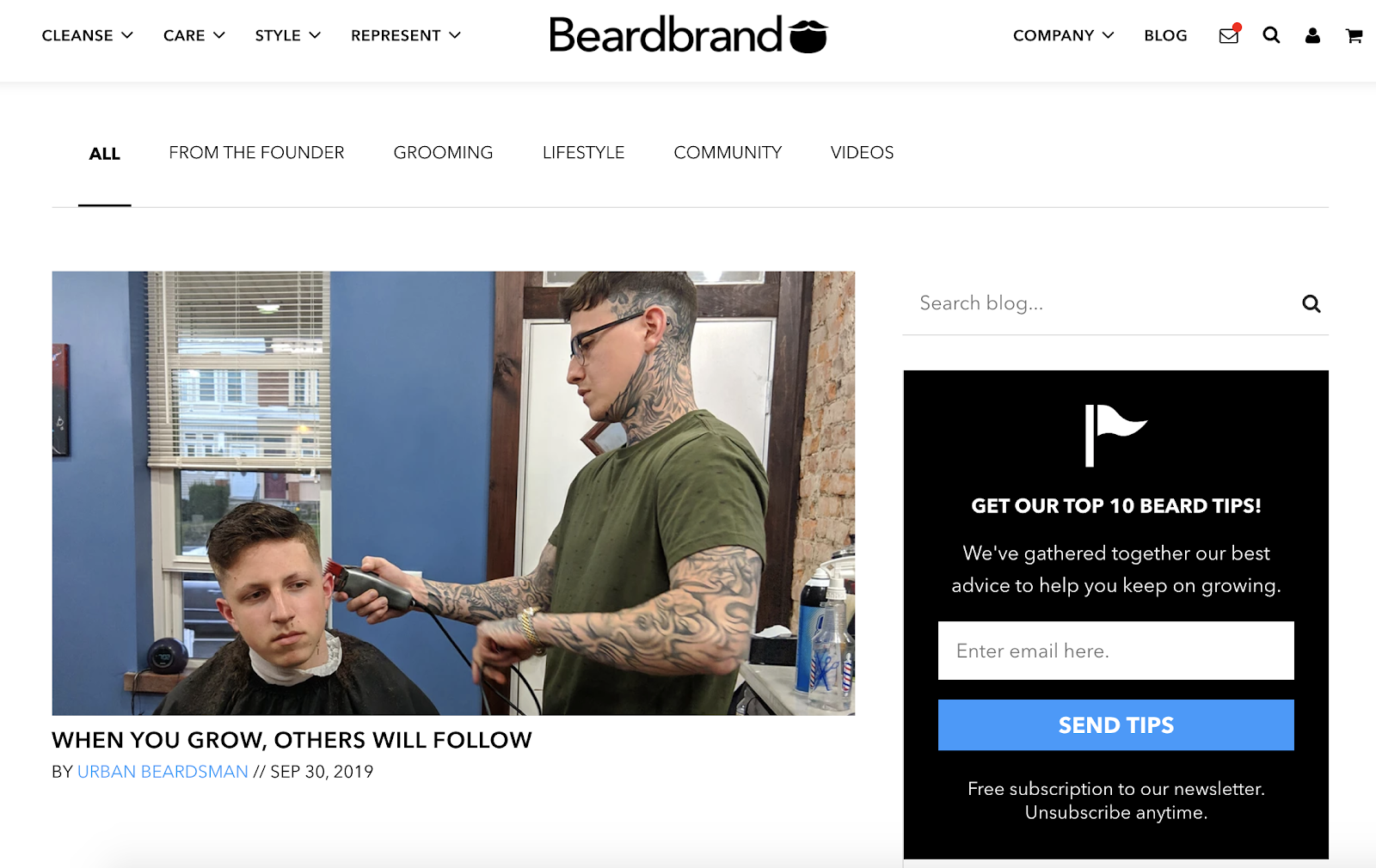 Screenshot of Beardbrand blog