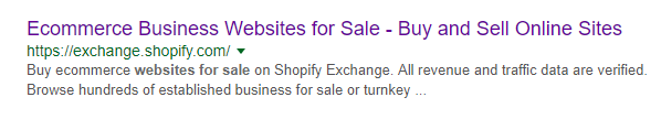 Screenshot showing a search result by shopify
