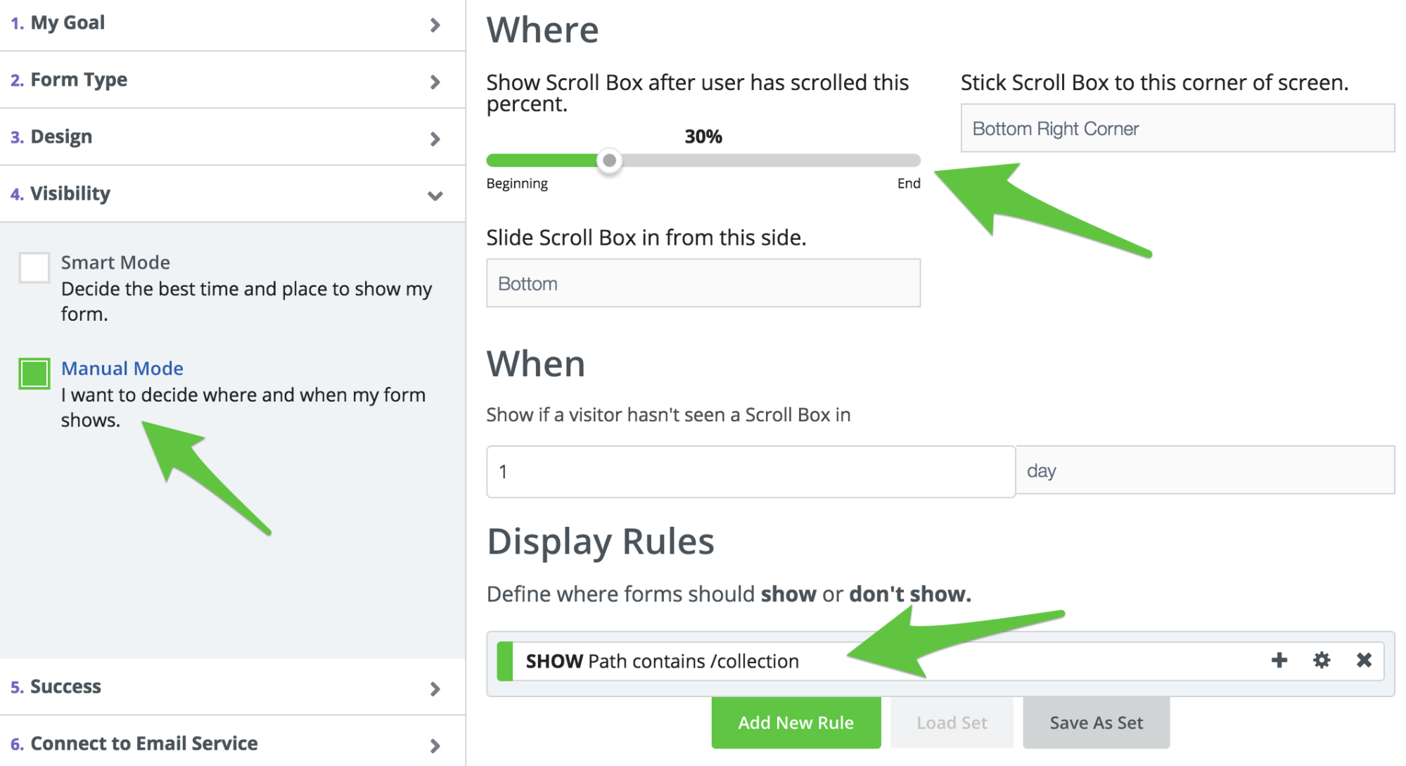 Screenshot showing Sumo popup settings