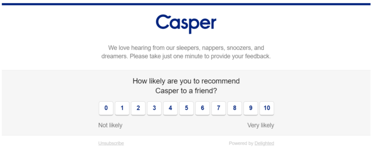 Email survey embedded by Casper