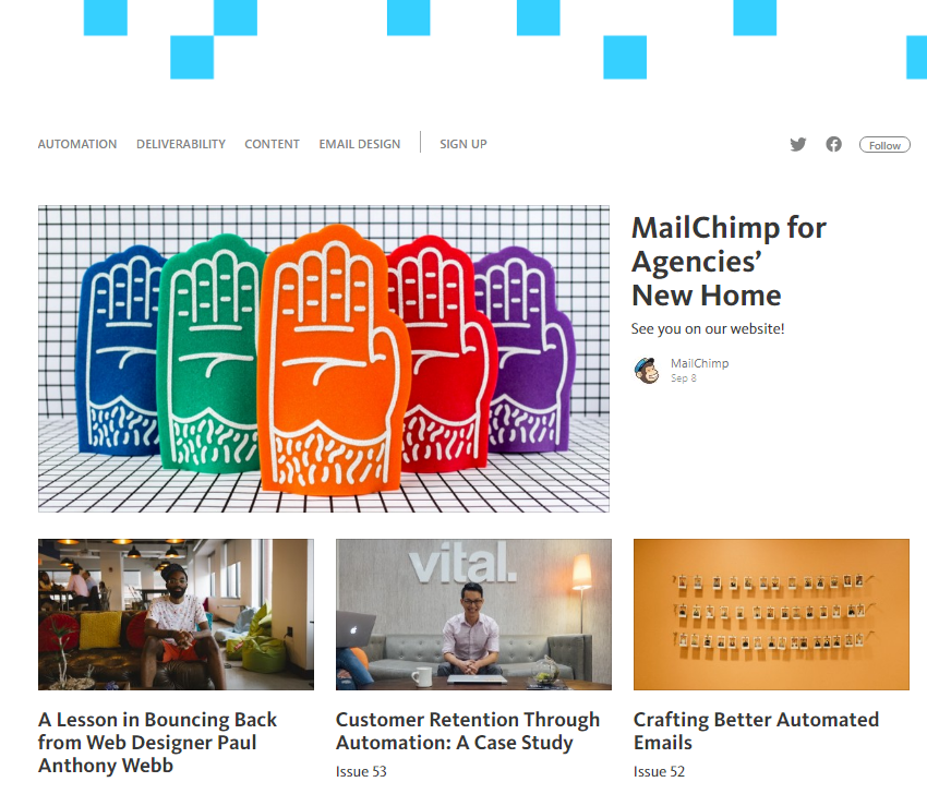 Screenshot showing posts by mailchimp